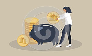 vector illustration in a flat style on the theme of saving money.